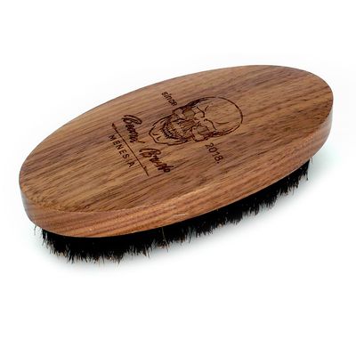 Menesia Black Walnut Wood Boar Bristle Hair Beard Brush for Men, Pocket Travel Men's Wooden Small Soft Beard Brush (Black Walnut)