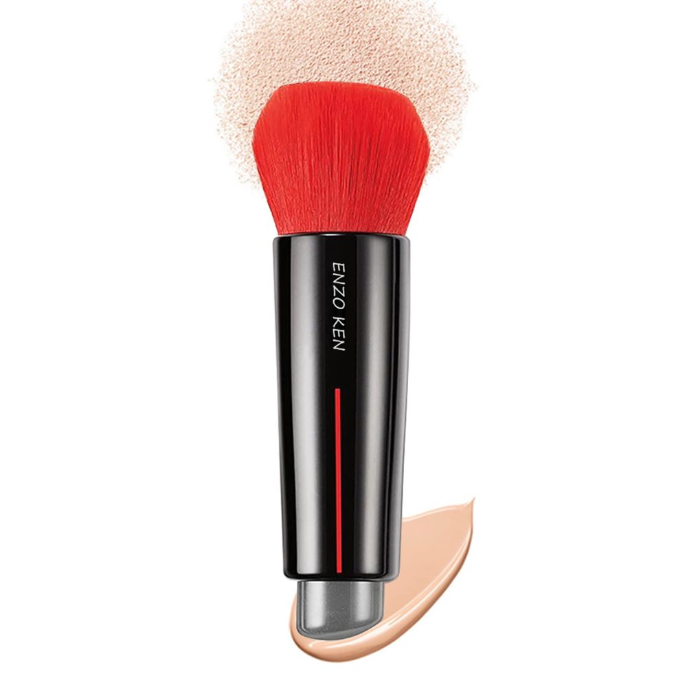 ENZO KEN Kabuki Powder Foundation Brush, Powder Contour and Bronzer Brush, Portable Travel Kabuki Foundation Brushes, Foundation Brush for Liquid Blush, Angled Concealer Brush, Cream Blending Brush