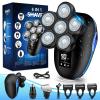 Head Shaver for Bald Men,6-in-1 Electric Shaver for Bald Head 6D Wet/Dry Waterproof Mens Electric Razor Skull Head Shavers Mens Grooming Kit Cordless Rechargeable Face Head Shaving Rotary Shaver Blue view 1