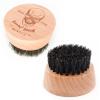 Menesia Small and Round Beard Brush, Pocket Travel Men's Wooden Boar Bristle Hair Beard Mustache Brush for Men (Skull) view 1