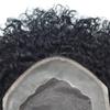 Afro Toupee Mono Lace Hairpieces For Black Men Poly NPU Around Lace Center Black Men Hair Units Real Human Hair Afro Curly Toupee For African American Men US Stock. (8X10"-6mm Afro Wave, 1B# Off Black-110% Light to medium density) view 3