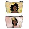 BDAWQUG 2 Pieces Drippin Melanin Makeup Bag Zipper Pouch Travel Cosmetic Organizer for Black Women Pride - Gifts Black History Magic Afro view 1