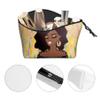 BDAWQUG 2 Pieces Drippin Melanin Makeup Bag Zipper Pouch Travel Cosmetic Organizer for Black Women Pride - Gifts Black History Magic Afro view 3