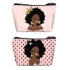 BDAWQUG Cosmetic Bag for Black Women African Queen Art Printing Fashion Makeup Bags 2 Pack Roomy Black Toiletry Pouch Travel Accessories Gifts view 1