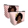 BDAWQUG Cosmetic Bag for Black Women African Queen Art Printing Fashion Makeup Bags 2 Pack Roomy Black Toiletry Pouch Travel Accessories Gifts view 2