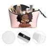 BDAWQUG Cosmetic Bag for Black Women African Queen Art Printing Fashion Makeup Bags 2 Pack Roomy Black Toiletry Pouch Travel Accessories Gifts view 3