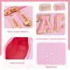 Patelai 2 Pcs Preppy Makeup Bags Chenille Letter Patch Bag Face Skin Hair Stuff Aesthetic Cosmetic Bag Travel Zipper Pouch Makeup Organizer Graduation Gift for Girls(White, Pink, Body, Face) view 4