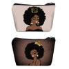 BDAWQUG 2 Pcs Makeup Bag Travel Cosmetic Bag Style African Print Melanin Queen Gifts for Women Friend Birthday Cosmetic Accessories Gift Idea view 1