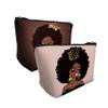 BDAWQUG 2 Pcs Makeup Bag Travel Cosmetic Bag Style African Print Melanin Queen Gifts for Women Friend Birthday Cosmetic Accessories Gift Idea view 2