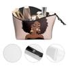 BDAWQUG 2 Pcs Makeup Bag Travel Cosmetic Bag Style African Print Melanin Queen Gifts for Women Friend Birthday Cosmetic Accessories Gift Idea view 3