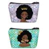 BDAWQUG Women Small Makeup Bag African Queen Cosmetic Travel Pouch for Purse Mermaid Makeup Organizer Afro Queen Thanksgiving Christmas Gifts 2 Pack view 1
