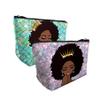 BDAWQUG Women Small Makeup Bag African Queen Cosmetic Travel Pouch for Purse Mermaid Makeup Organizer Afro Queen Thanksgiving Christmas Gifts 2 Pack view 2