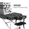 Careboda Portable Massage Table Professional Massage Bed 3 Fold 82 Inches Height Adjustable for Spa Salon Lash Tattoo with Aluminum Legs Carrying Bag Accessories Black view 4