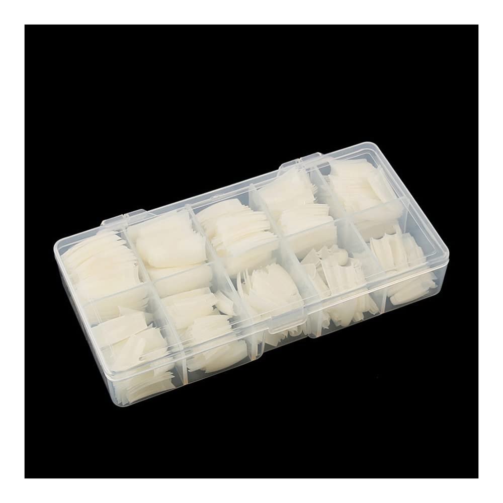 MOMOJIA 500pcs/Box Nail Tips, 500pcs False Nails Long Clear/Natural Fake Nail Art Tips Flat Shape Full Cover Manicure (Color : Clear Half)