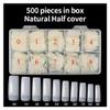 MOMOJIA 500pcs/Box Nail Tips, 500pcs False Nails Long Clear/Natural Fake Nail Art Tips Flat Shape Full Cover Manicure (Color : Clear Half) view 2