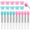 Newtay 20 Pcs Silicone Lip Brush Covers and Brushes for Reusable Lip Mask Eyeshadow Balm and Other Cream Makeup Products(Pink, Green) view 1