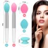 Newtay 20 Pcs Silicone Lip Brush Covers and Brushes for Reusable Lip Mask Eyeshadow Balm and Other Cream Makeup Products(Pink, Green) view 2