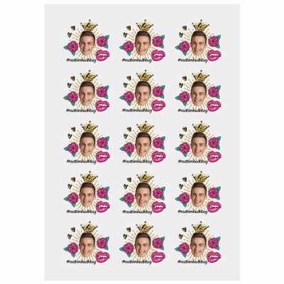 Personalized Temporary Tattoos, Custom Face Tattoos for Birthday Wedding Bachelorette Party, 1 Set of 15 Pieces Customized Tattoos Temporary