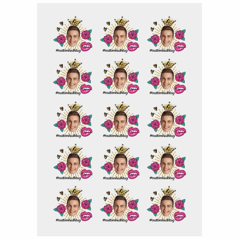 Personalized Temporary Tattoos, Custom Face Tattoos for Birthday Wedding Bachelorette Party, 1 Set of 15 Pieces Customized Tattoos Temporary