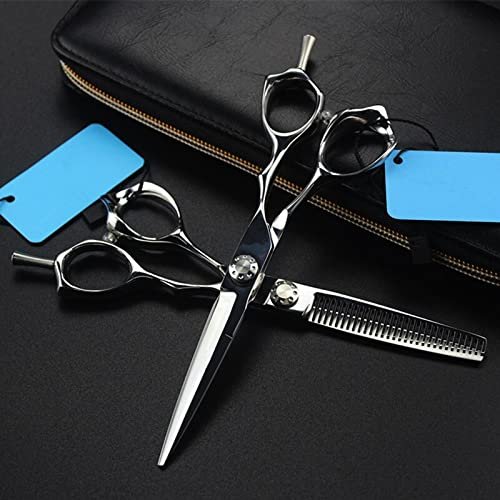 Professional Hair Cutting Shears, 6 Inch Professional Japan 440c Ice Calcination Hair Scissors Cutting Barber Haircut Thinning Shears Hairdressing Scissors Set (Color : Set)