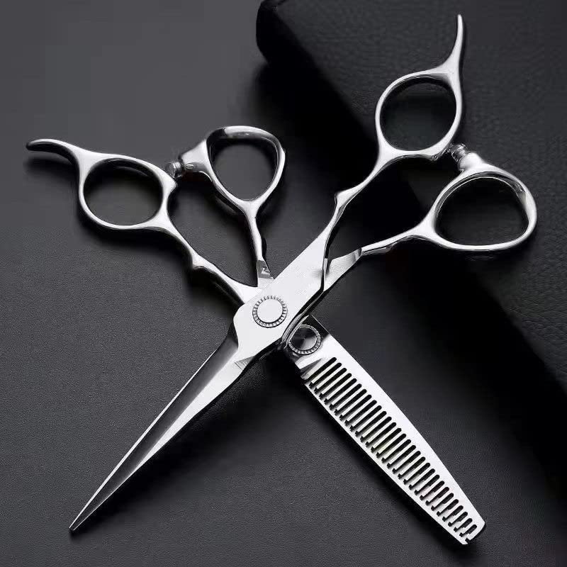 Professional Hair Cutting Shears, 6 Inch Professional Japan 440c Steel Upscale Hair Scissors Haircut Thinning Barber Hair Cutting Shears Hairdresser Scissors Set (Size : Set)