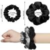 WILLBOND 24 Pieces Satin Hair Scrunchies Silky Elastic Bands Skinny Solid Hair Ties Ropes Ponytail Holder for Women Headdress Accessories Decorations (Gray, Black) view 2
