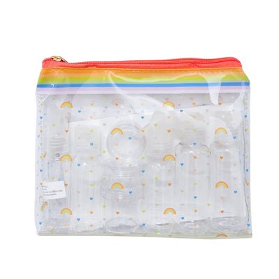 MIAMICA Women's TSA Compliant Travel Bottles and Toiletry Bag Kit, 12 Piece, Rainbow (M31771)
