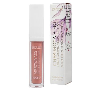 Seraphine Botanicals Long Lasting Vegan Lip Stain with Cherimoya & Fig Extracts - Lustrous Liquid Lipstick Intense Color Pigment High Impact Makeup Lip Cream Color Stick Balm for Women (Chantilly)