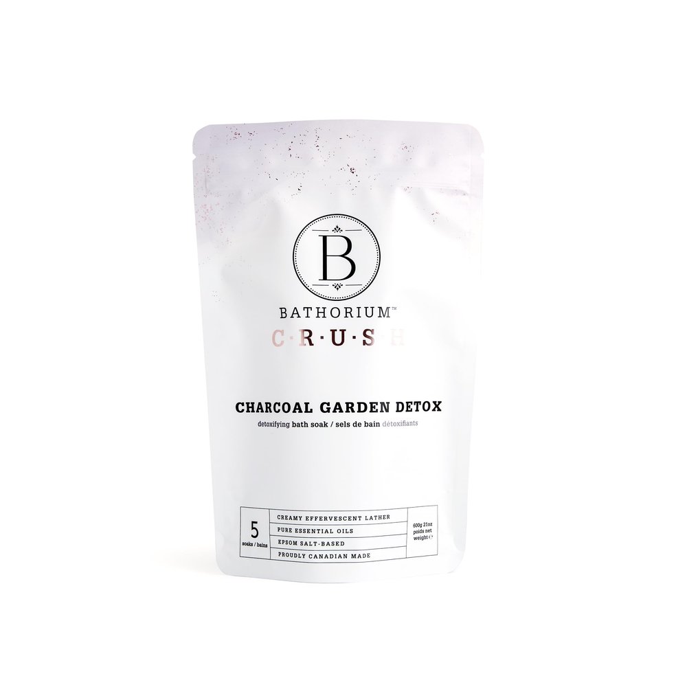 Bathorium Charcoal Garden Detox Crush, Purifying Bath Soak with Activated Charcoal & Eucalyptus, pH-Balanced, Herb-Scented Bath Soak, 5+ Baths, 21 oz