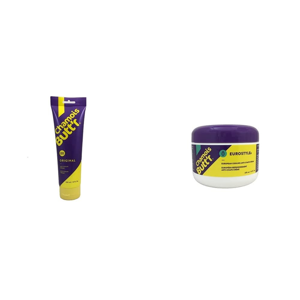 Chamois Butt'r Original Anti-Chafe Cream, 8 oz Tube & Eurostyle Anti-Chafe Cream, 8 Ounce jar