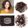10" Hand Woven 7x9cm Insiviable Mono Base Wave Human Hair Topper Add Extra Hair Volume Curly Replacement Hairpieces Clip in Hair Pieces Topper for Women Light Brown view 1