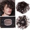 12" Hand Woven 7x9cm Insiviable Mono Base Wave Human Hair Topper Add Extra Hair Volume Curly Replacement Hairpieces Dark Brown Clip in Hair Pieces Topper for Women view 1
