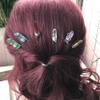 Raw Quartz Point Hair Pins Tiara Silvery Wire Wrapped Crystal Party Bridal Women Barrette Hair Jewelry,Pink view 3