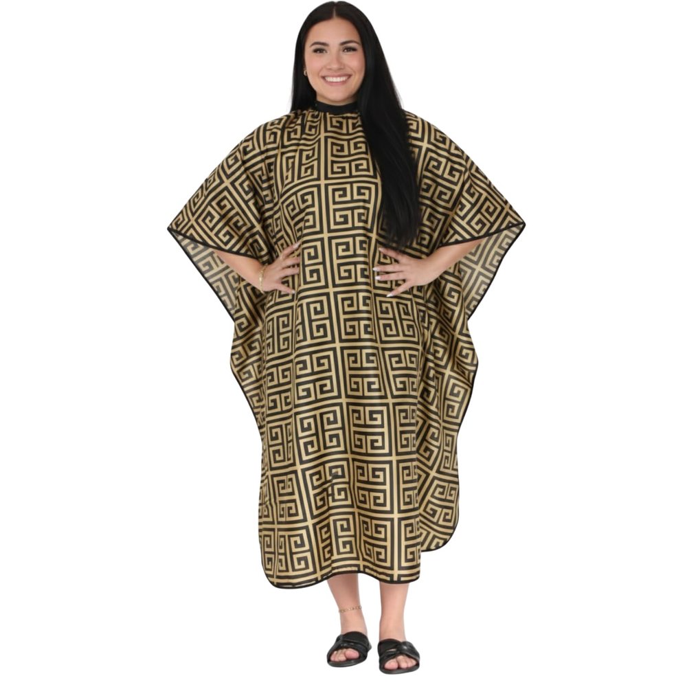 Allegro Combs Hair Cutting Cape Haircut Barber Apron Hair Stylist For Men Hair Cape Kids Cutting Adjustable Water Resistant One-Size-Fits-All 46 X 60 In. 1 Pc. (Gold & Black)