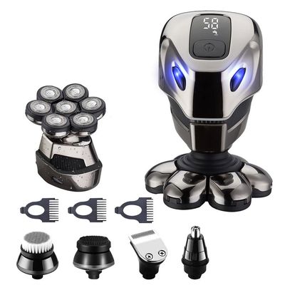 Head Shavers for Bald Men, Men Electric Razor 6-in-1 Shaver Bald 7 Cutter Head Shaver Multifunctional Razor Alien Shape IPX6 Waterproof Grooming Kit