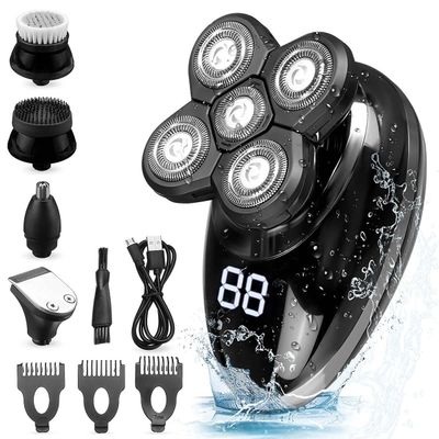 Head Shavers for Bald Men, 5 In 1 Men's Rechargeable Bald Head Electric Shaver 5 Floating Heads Beard Nose Ear Hair Trimmer Razor Clipper Facial Brush (Color : Type B)