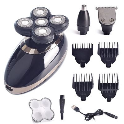 Head Shavers for Bald Men, Five Floating Head 4D Shavers USB Rechargeable For Men Washable Hair Clipper Nose Ear Hair Trimmer Shaving Beard Machine 3 in 1 (Color : P93099-A)