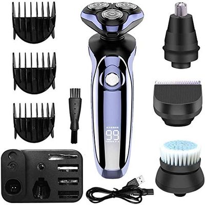 Head Shavers for Bald Men, 4 in 1 Electric Shaver Hair Clippers Men's Rotary Shavers Rechargeable Razors Beard Nose Hair Trimmer Shaving Grooming Sets