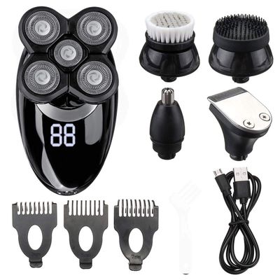 Head Shavers for Bald Men, 5 in 1 Rechargeable Electric Shaver Five Floating Heads Razors Hair Clipper Nose Ear Hair Trimmer Men Facial Cleaning Brush (Color : Type B)