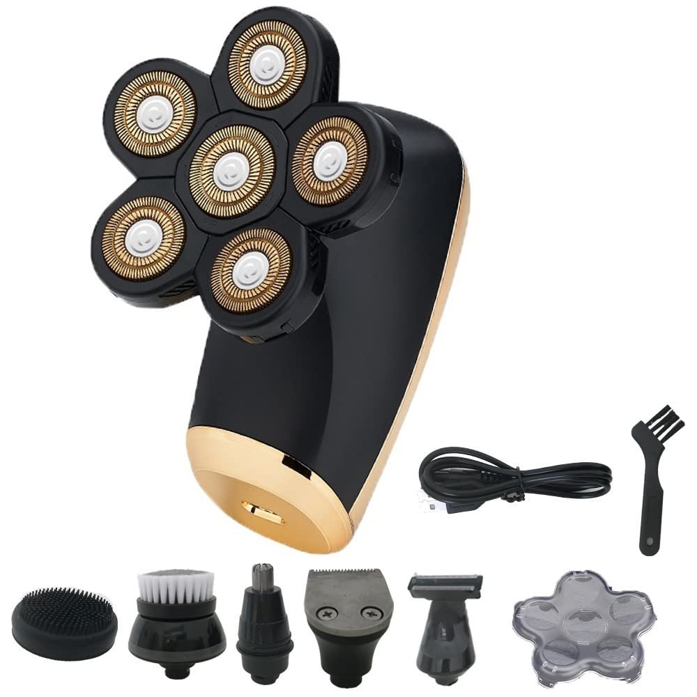 Head Shavers for Bald Men, 6 in 1 Multifunction Rechargeable Electric Men Electric Shaver IPX7 Waterproof 6D Floating Heads Bald Head Shaver For Men (Color : 6 in1 shaver)