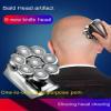 Head Shavers for Bald Men, 8-Blade DIGITAL DISPLAY MULTI-FUNCTION RAZOR Electric Razor Body Wash Men's Rechargeable Shaving Head Self-Shaving Bear USB Charging (Color : 5 in 1+2 cutter heads) view 2