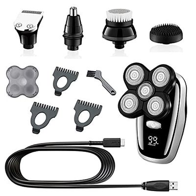 Head Shavers for Bald Men, Multi grooming kit digital display facial electric shaver hair trimmer beard body electric razor for men balds shaving machine (Color : 5in1)