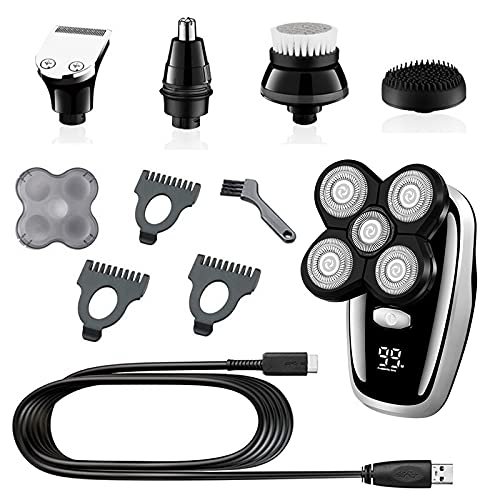 Head Shavers for Bald Men, Multi grooming kit digital display facial electric shaver hair trimmer beard body electric razor for men balds shaving machine (Color : 5in1)
