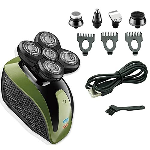 Head Shavers for Bald Men, 5 In 1 5D Men Rechargeable Bald Head Electric Shaver 5 Floating Heads Beard Nose Ear Hair Trimmer Barber Facial Cleaning Brush (Color : 5 heads)
