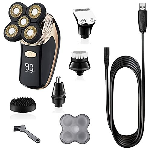 Head Shavers for Bald Men, 5in1 facial body electric shaver grooming kits electric wet and dry razor men beard rotary shaving machine bald rechargeable set