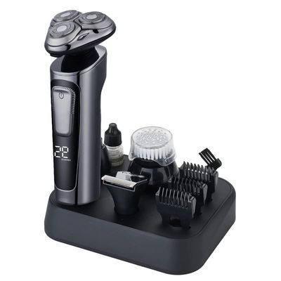 Head Shavers for Bald Men, Multifunctional Electric Shaver Wet Dry Men Electric Razor Rechargeable Shaving Machine Hair Nose Clipper Set (Color : Silver)