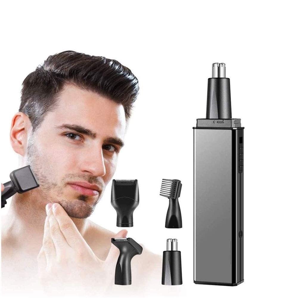 ELORES Ear and Nose Hair Trimmer for Men & Women, 4 in 1 Electric Eyebrow Trimmer Painless Nose Clippers Facial Hair Remover Waterproof with Dual Edge Blades
