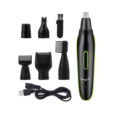 ELORES Ear and Nose Hair Trimmer for Men,Professional USB Rechargeable Nostril Nasal Hair Vacuum Cleaning System,5 in 1 Lightweight Waterproof Hair and Beard Clippers for Women