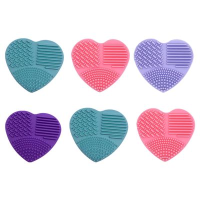 Alipis 6pcs Cleaners Tools Heart-shaped Scrubber Multifunctional Pads Maps Brush Shaped Cleansing Cleaning Washing Practical Makeup Color Portable Heart for Mixed