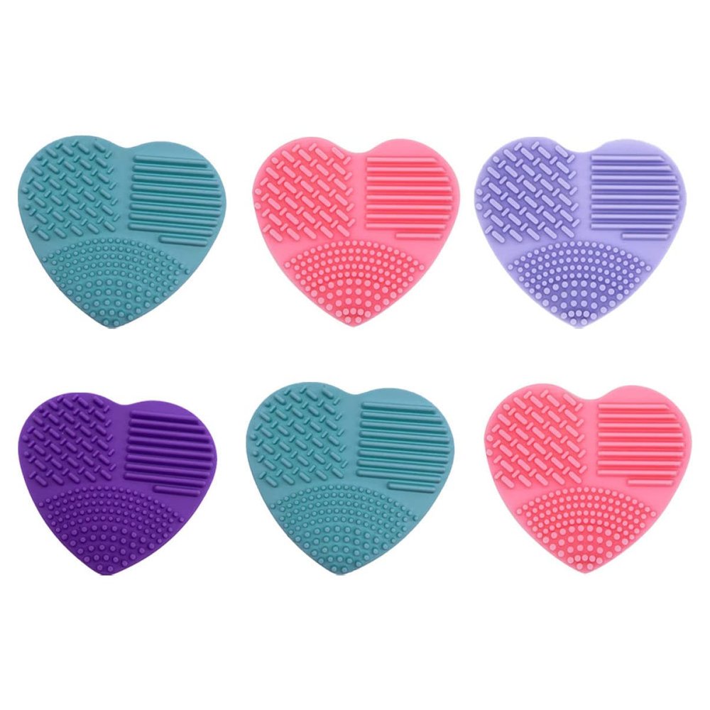 Alipis 6pcs Cleaners Tools Heart-shaped Scrubber Multifunctional Pads Maps Brush Shaped Cleansing Cleaning Washing Practical Makeup Color Portable Heart for Mixed